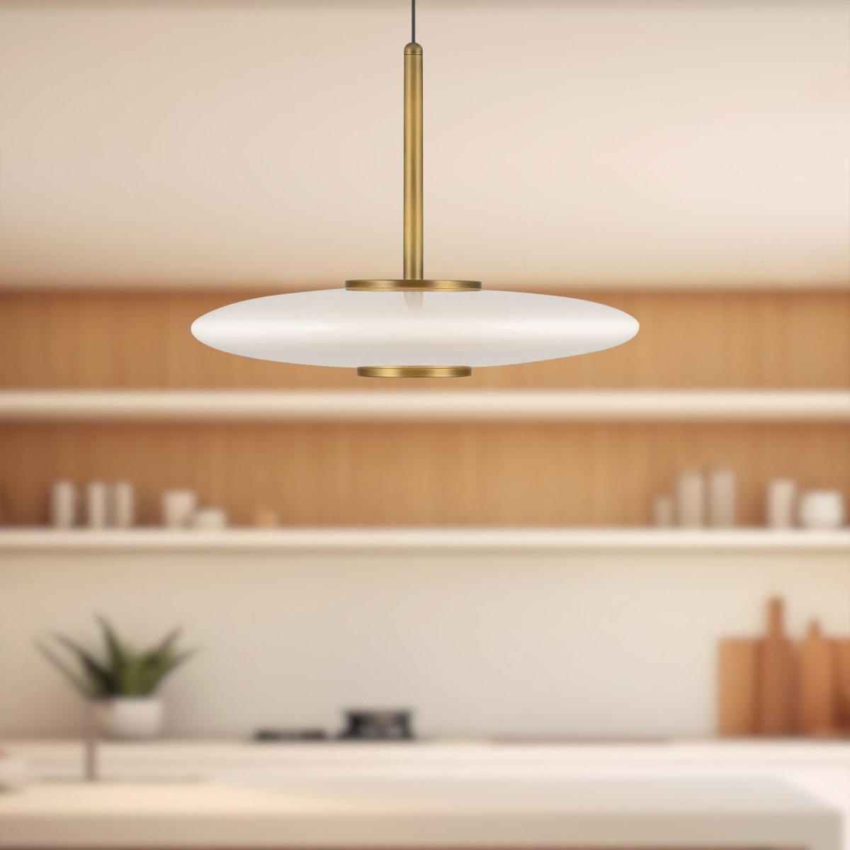 Suspension Kyoto - Vintage en laiton / verre opal brillant by Kuzco Lighting | Luminaires & cie