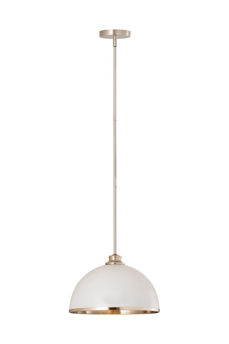 Suspension Landry - Blanc mat + Nickel brossé 14" by Z-Lite | Luminaires & cie