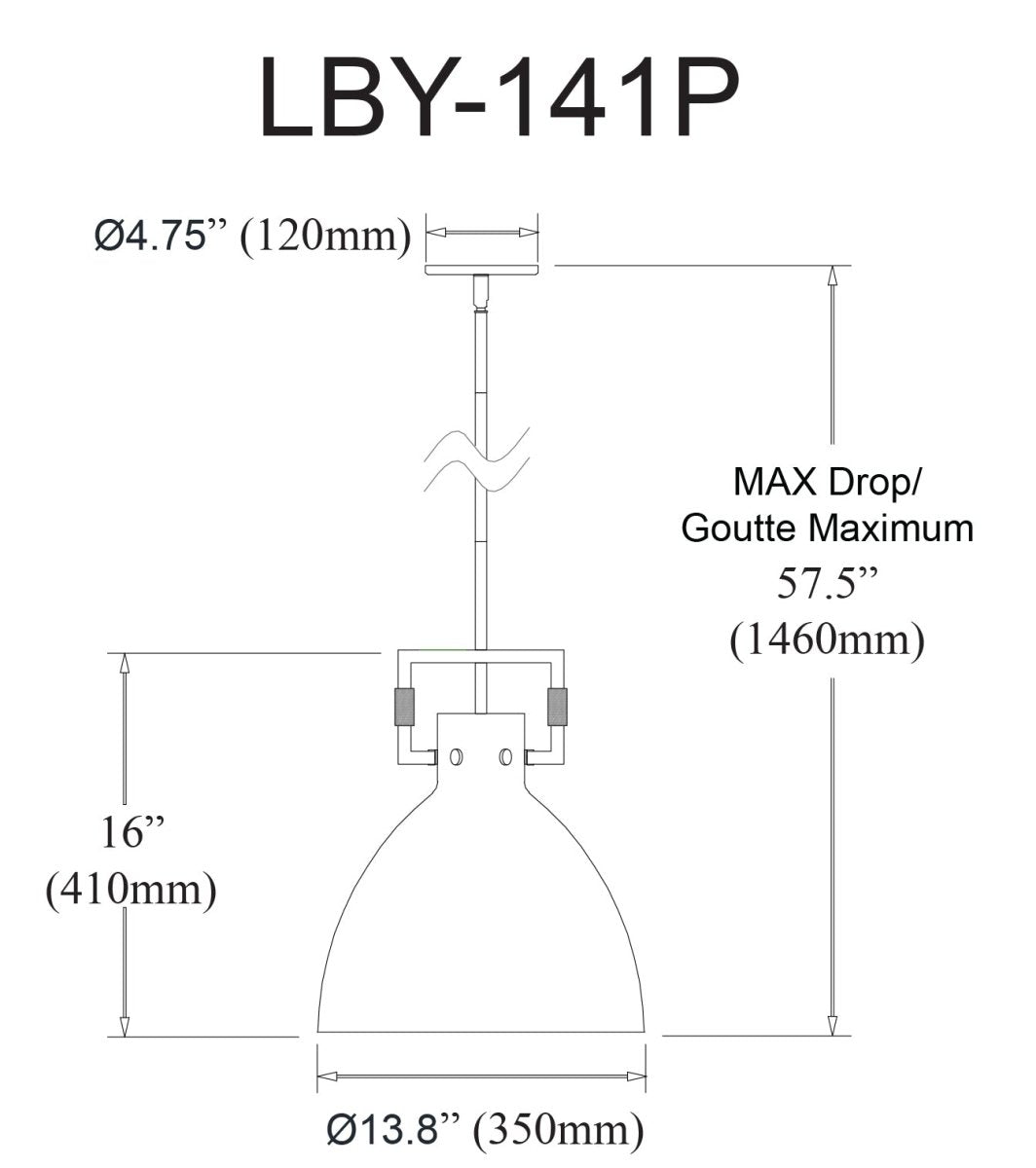 Suspension Liberty - Laiton vieilli Noir mat 13 3/4" by Dainolite | Luminaires & cie