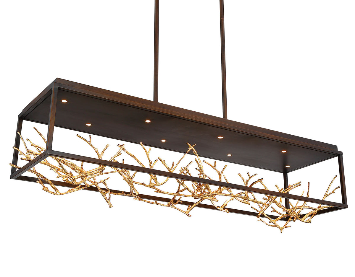 Suspension linéaire Aerie Or-Noir mélangé – vue 2