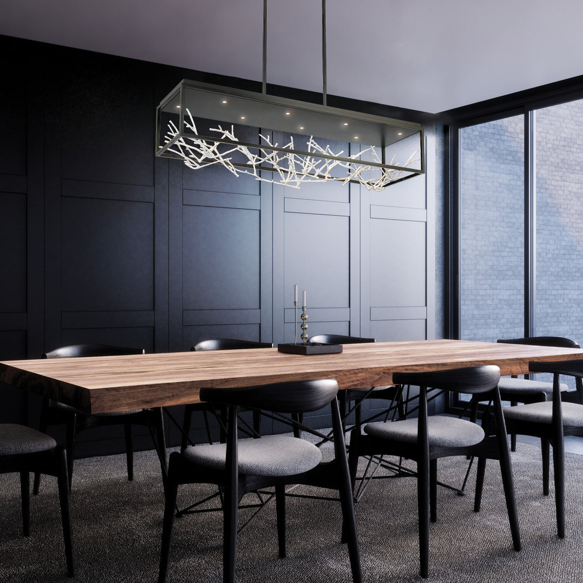 Suspension linéaire Aerie Argent-Noir Mix – vue 5