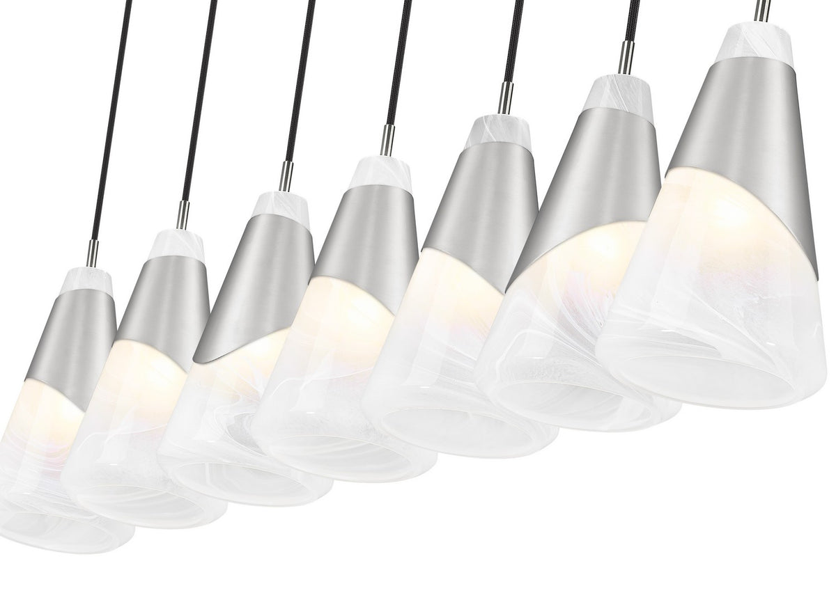 Suspension linéaire Aimie Nickel brossé, 6", nombre ampoules 7 – vue 6