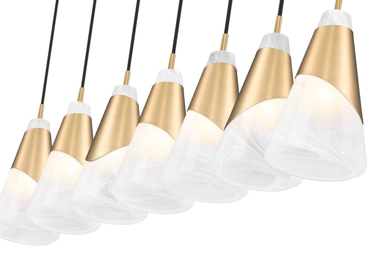 Suspension linéaire Aimie Or moderne, 6", nombre ampoules 7 – vue 4