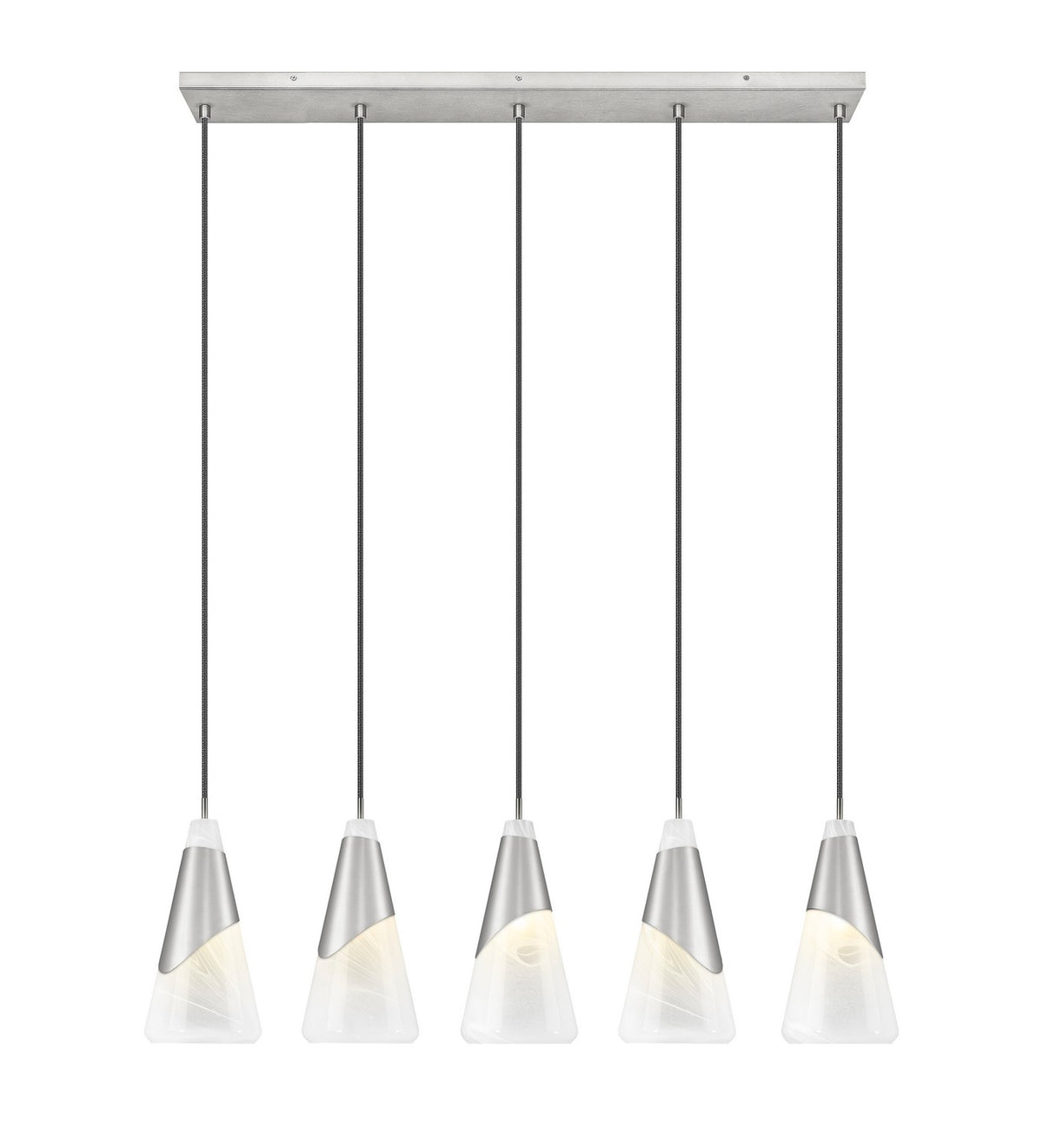 Suspension linéaire Aimie Nickel brossé, 7", nombre ampoules 5 – vue 3