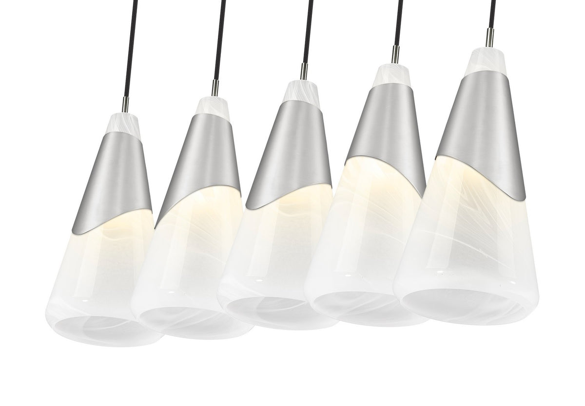 Suspension linéaire Aimie Nickel brossé, 7", nombre ampoules 5 – vue 4