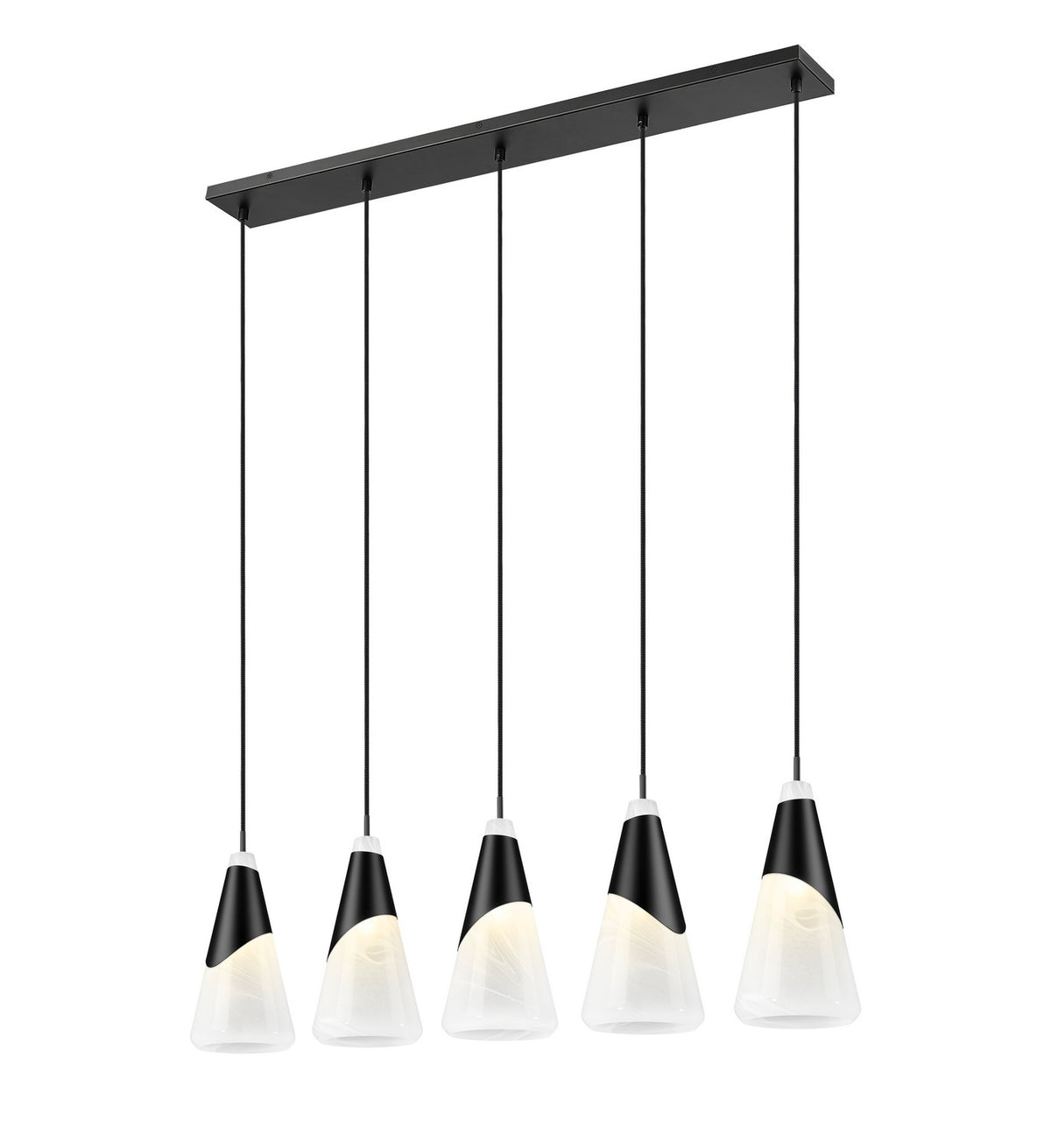 Suspension linéaire Aimie Noir mat, 7", nombre ampoules 5 – vue 2