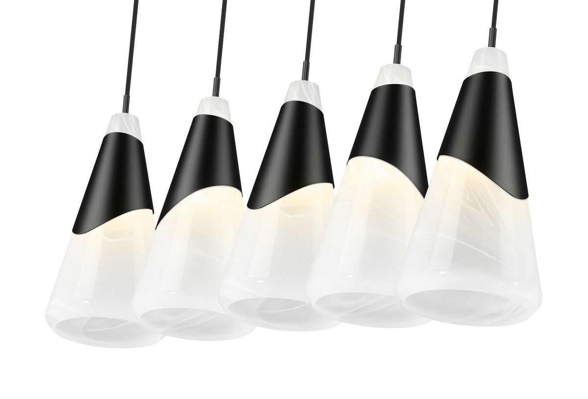 Suspension linéaire Aimie Noir mat, 7", nombre ampoules 5 – vue 4