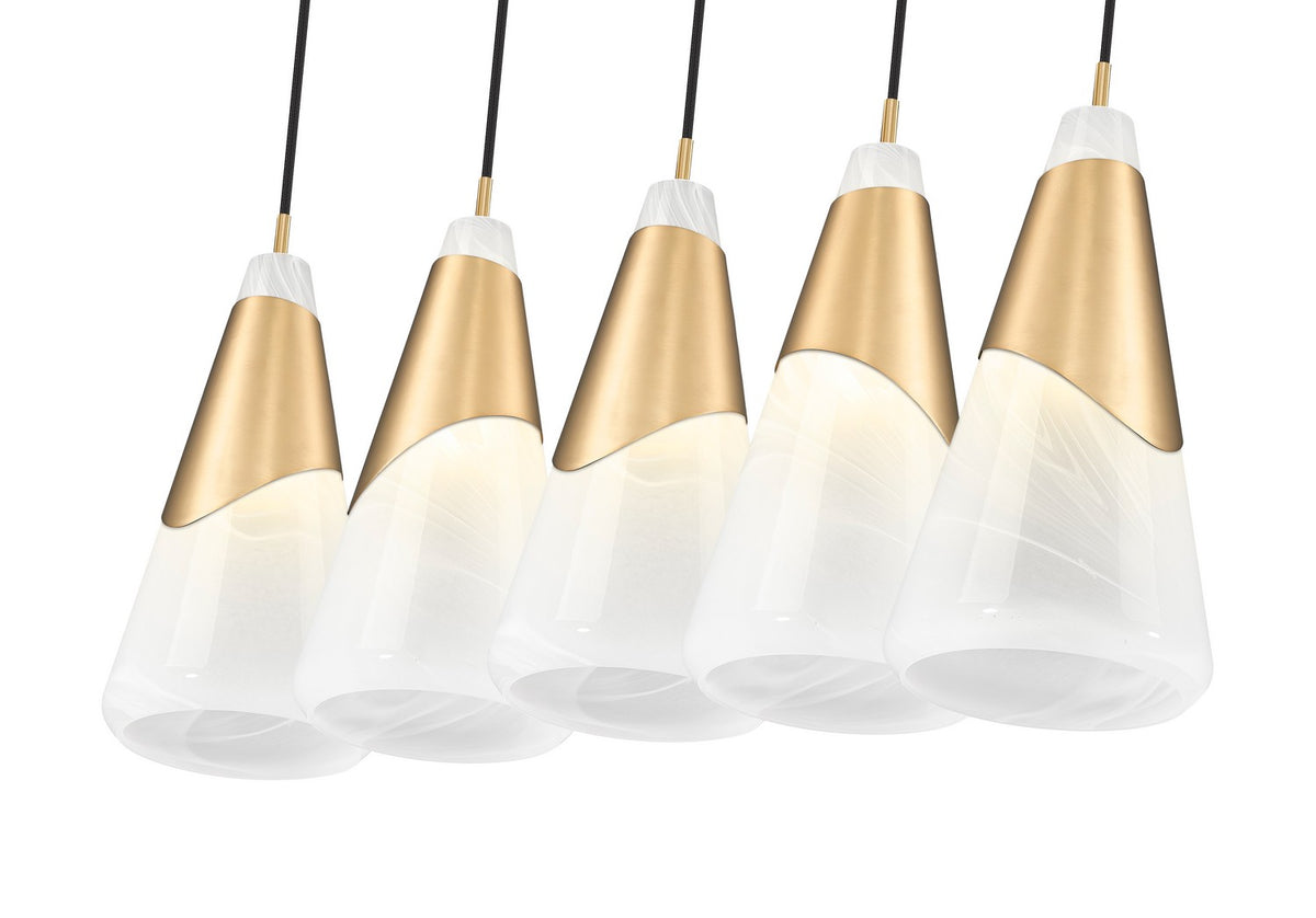 Suspension linéaire Aimie Or moderne, 7", nombre ampoules 5 – vue 4