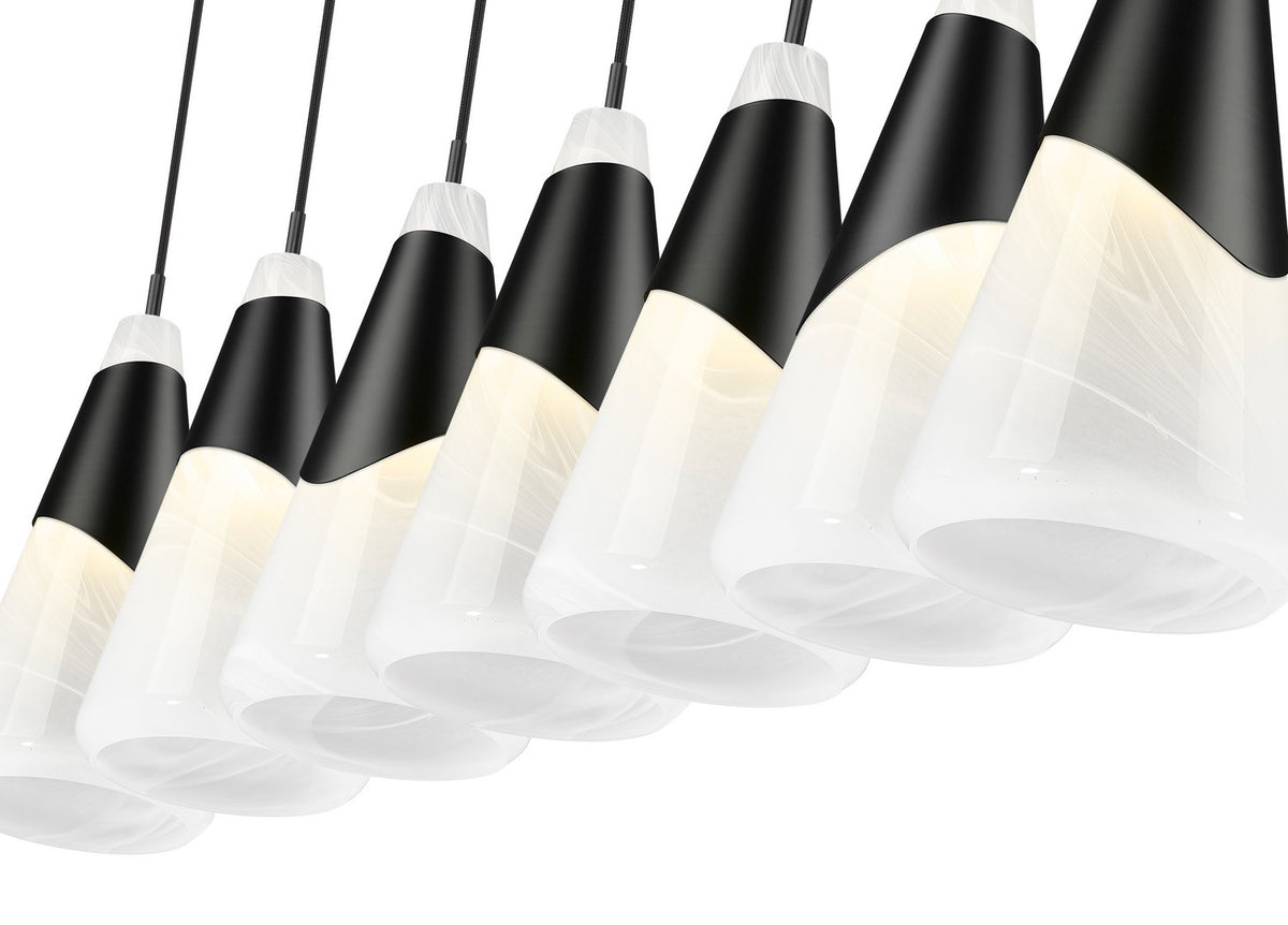 Suspension linéaire Aimie Noir mat, 7", nombre ampoules 7 – vue 4