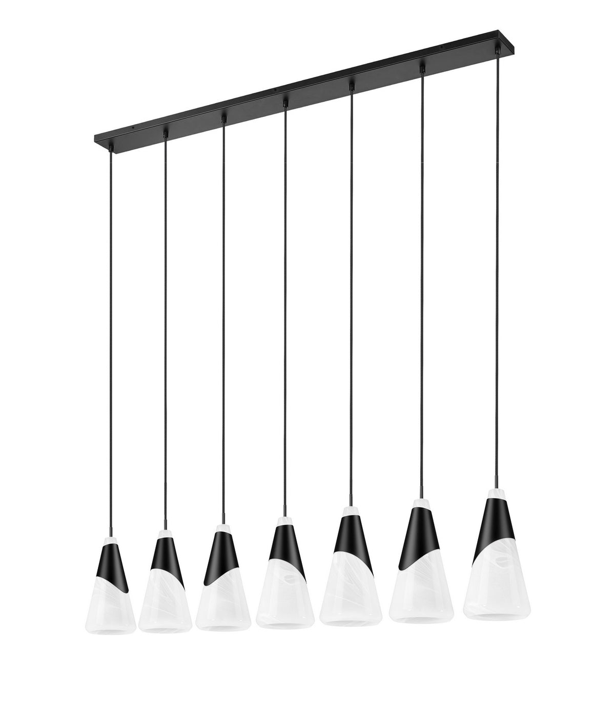 Suspension linéaire Aimie Noir mat, 7", nombre ampoules 7 – vue 5