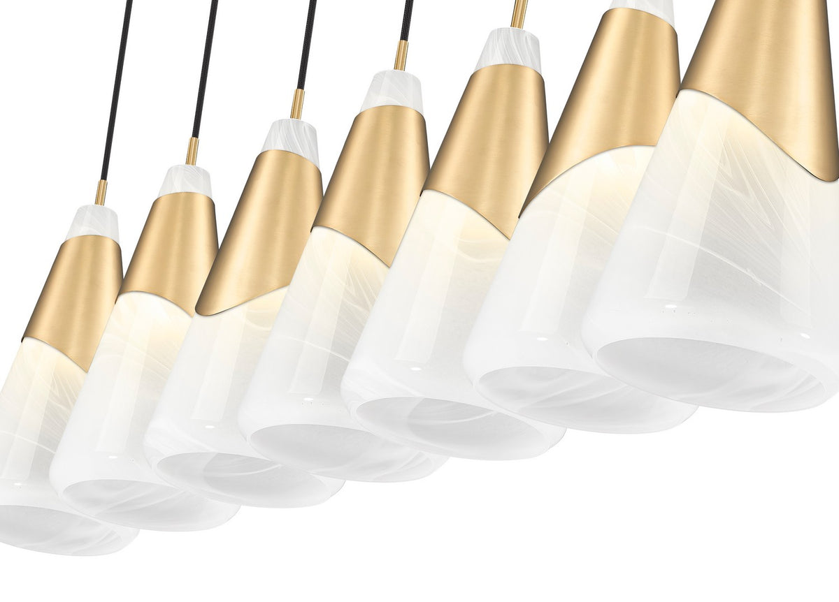 Suspension linéaire Aimie Or moderne, 7", nombre ampoules 7 – vue 4