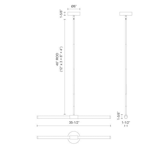Suspension linéaire Akari Nickel brossé, 1 5/8" – vue 4