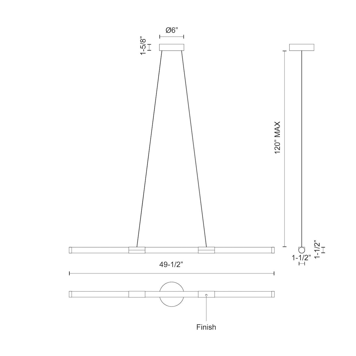 Suspension linéaire Akari Nickel brossé, 1 1/2" – vue 3