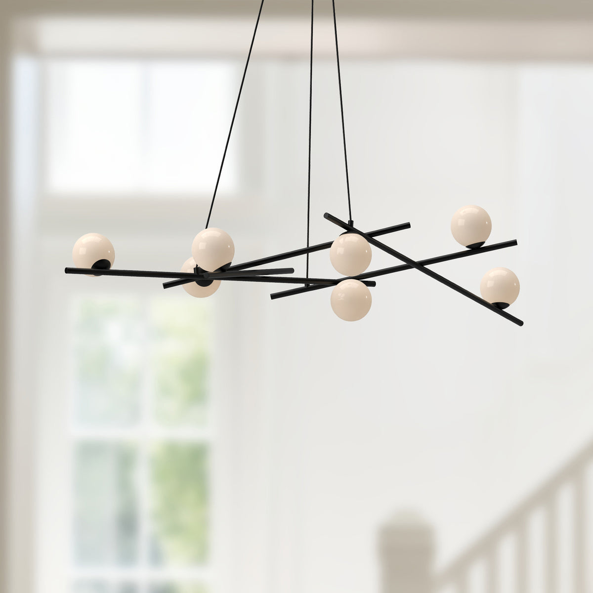 Suspension linéaire Amara Noir / Verre opale – vue 2