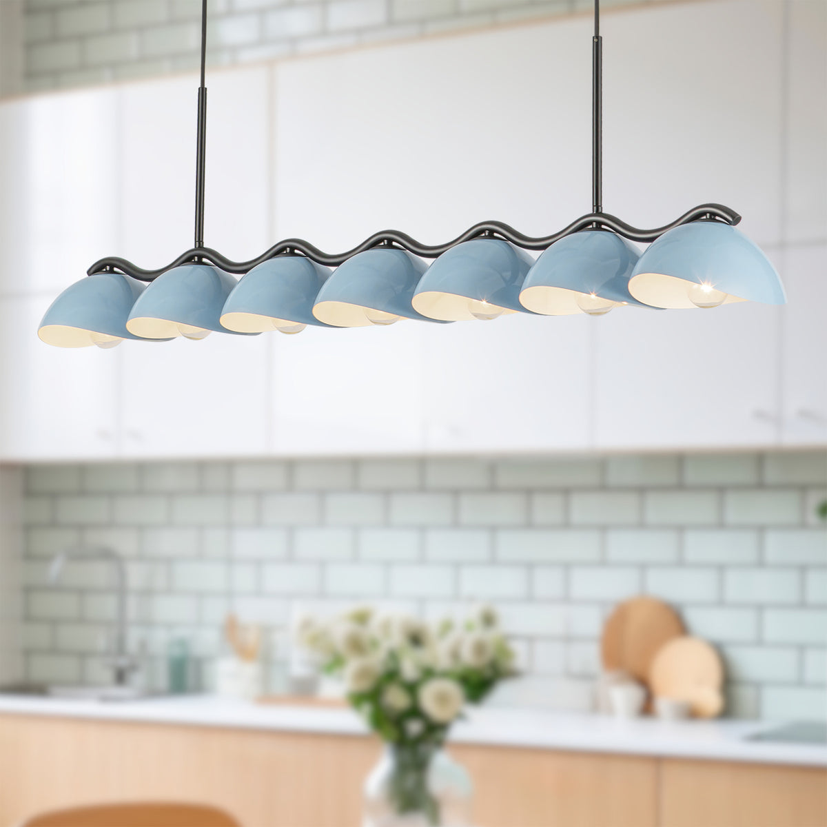 Suspension linéaire Atlas Noir / Bleu céruléen – vue 5