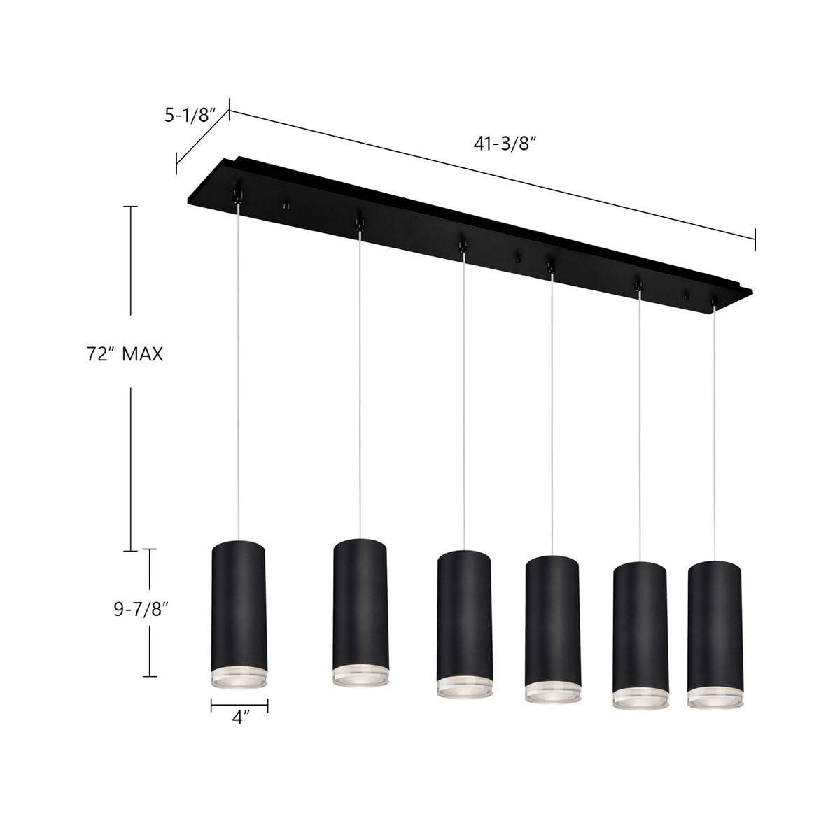 Suspension linéaire Cameo Noir, nombre ampoules 6 – vue 2