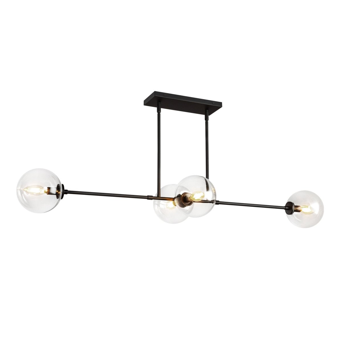 Suspension linéaire Cassia - Verre noir / transparent by Alora Lighting | Luminaires & cie