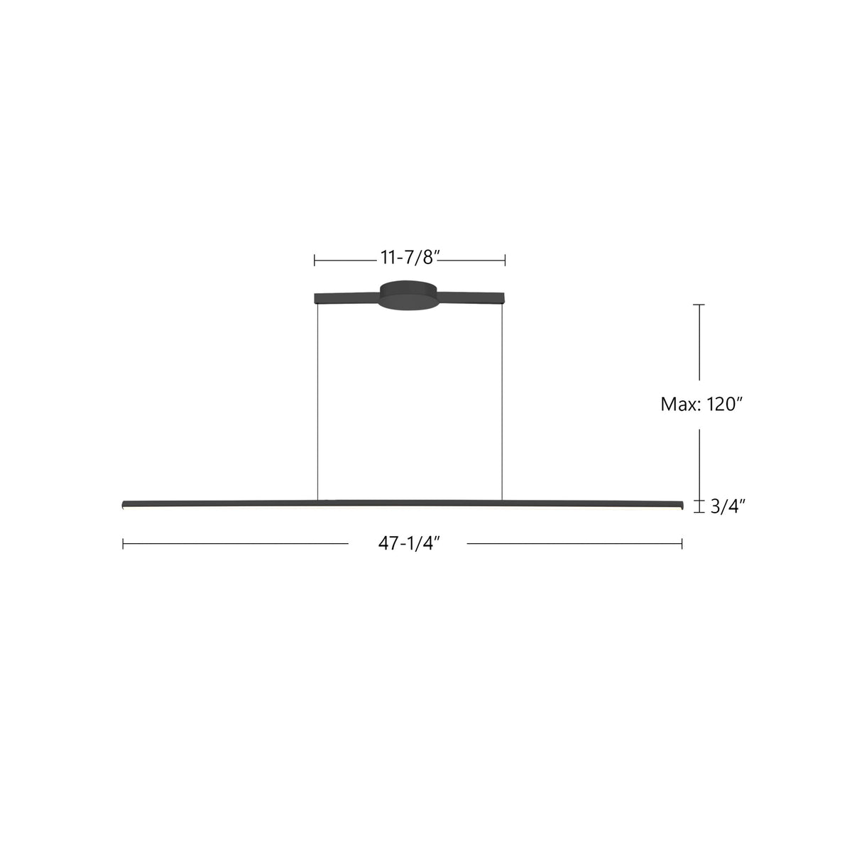 Suspension linéaire Chute Noir, 47 1/4", true – vue 3