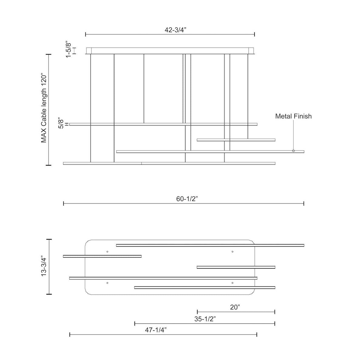 Suspension linéaire Chute Motion Blanc – vue 3
