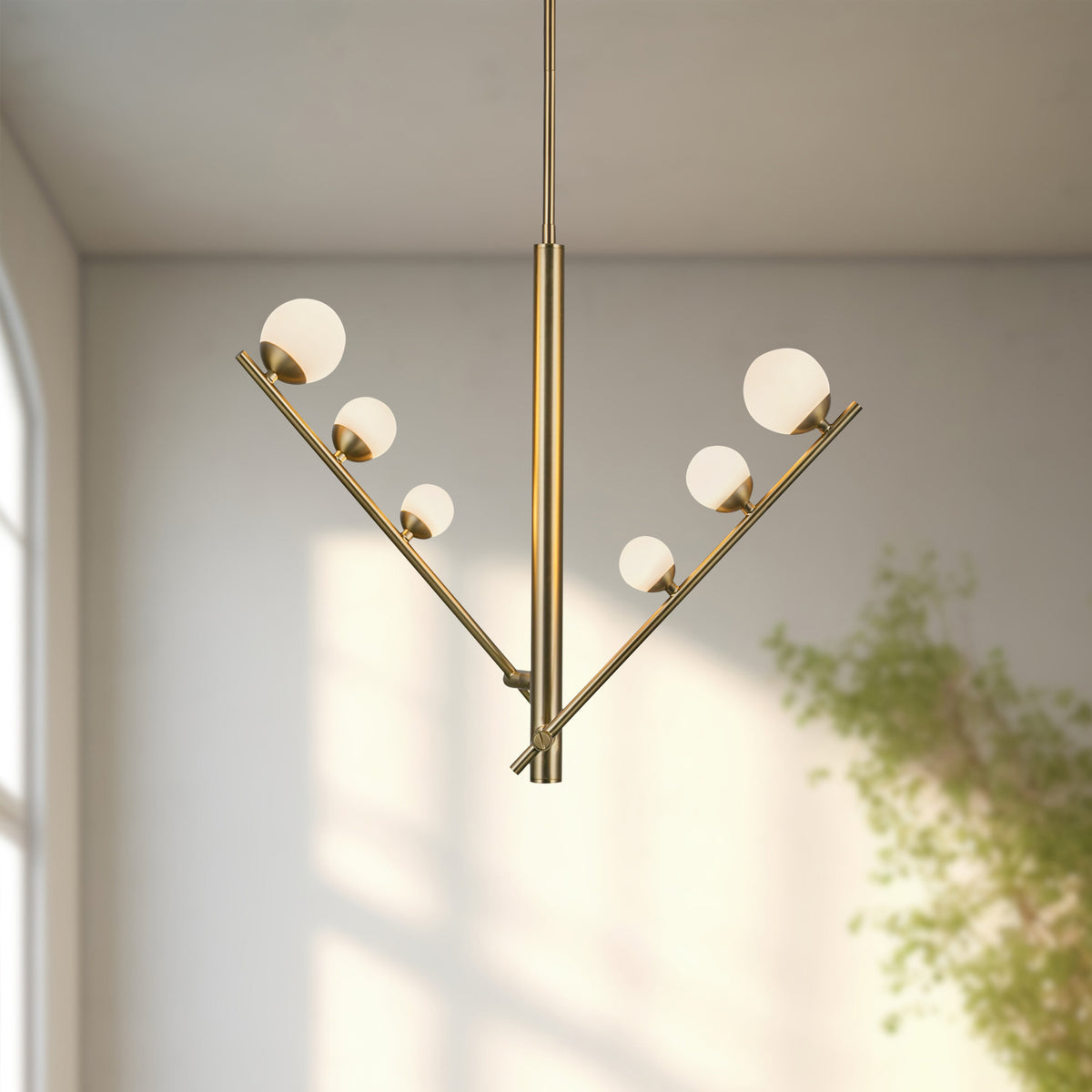 Suspension linéaire Cypress Or brossé/Verre opale – vue 5