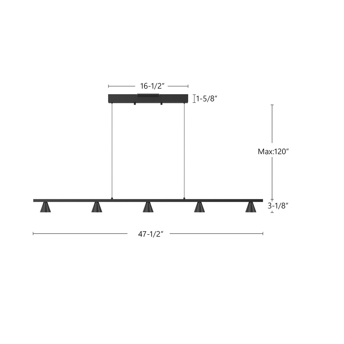Suspension linéaire Dune Nickel brossé, 47 1/2" – vue 4