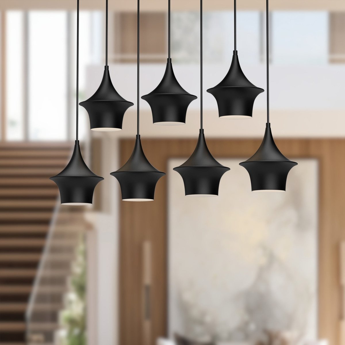 Suspension linéaire Emiko - Noir mat by Alora Lighting | Luminaires & cie