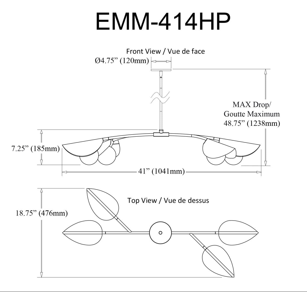 Suspension linéaire Emma - Noir mat et Laiton vieilli 41" by Dainolite | Luminaires & cie
