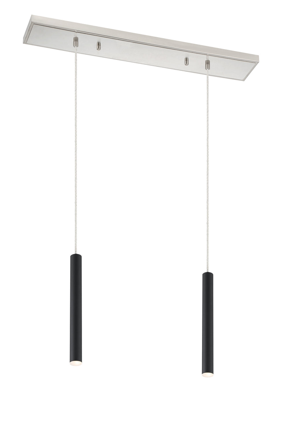 Suspension linéaire Forest — 2 lumières Nickel brossé, Noir mat, 12" – Z-Lite