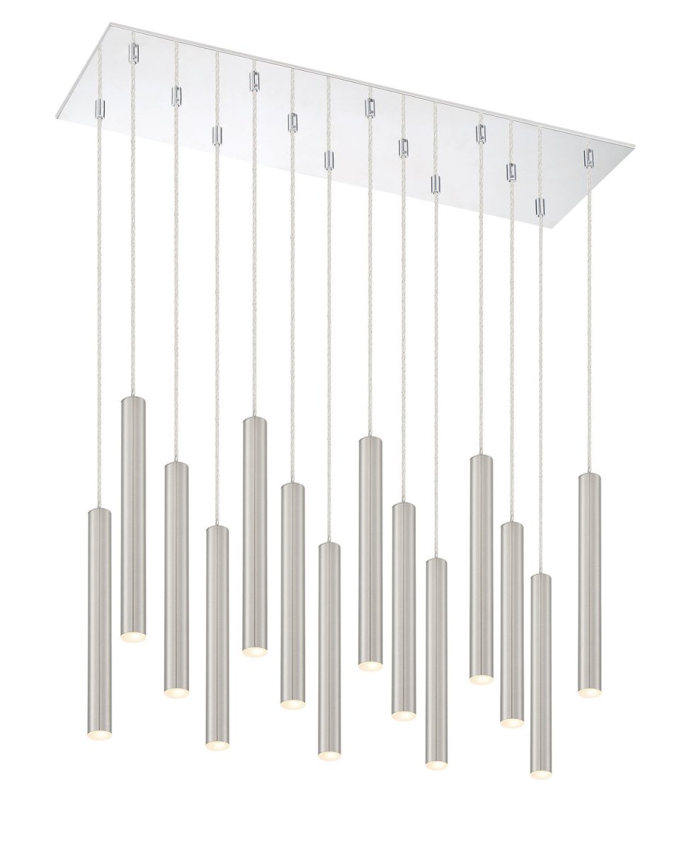 Suspension linéaire Forest — 2-Tier 14 lumières - Nickel brossé 12" by Z-Lite | Luminaires & cie