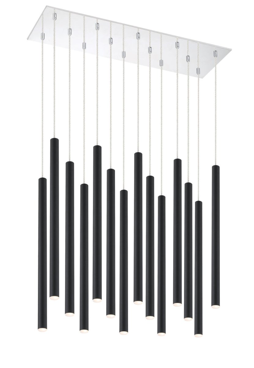 Suspension linéaire Forest — 2-Tier 14 lumières - Noir mat 24" by Z-Lite | Luminaires & cie