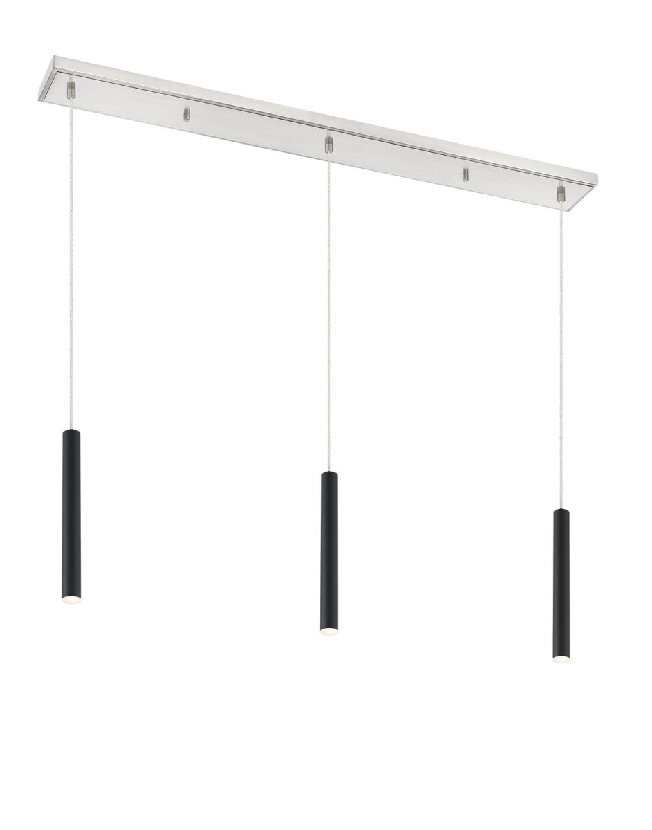 Suspension linéaire Forest — 3 lumières - Nickel brossé Noir mat 12" by Z-Lite | Luminaires & cie