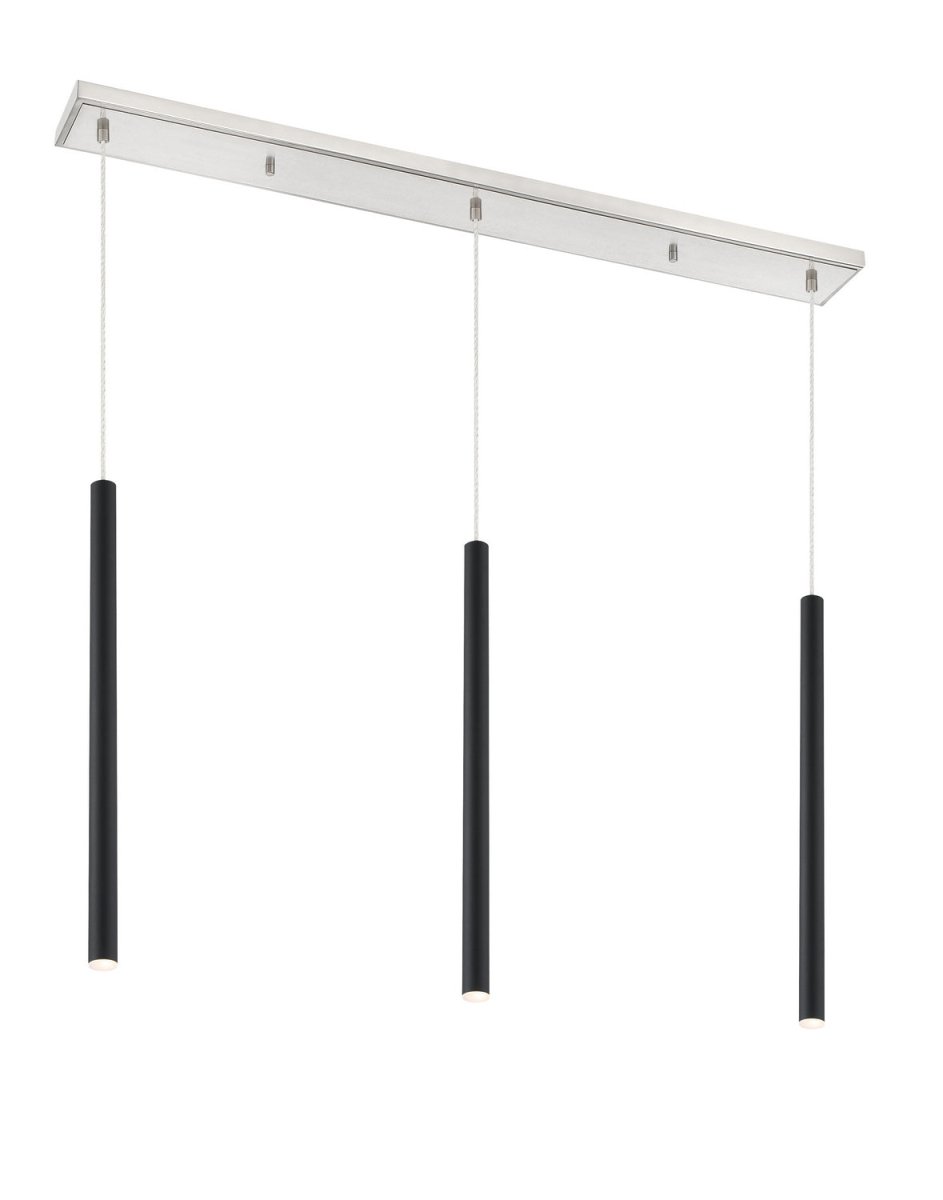 Suspension linéaire Forest — 3 lumières - Nickel brossé Noir mat 24" by Z-Lite | Luminaires & cie