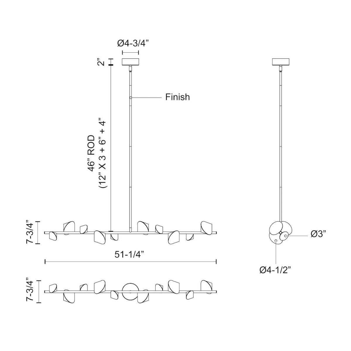 Suspension linéaire Geode - Or brossé by Kuzco Lighting | Luminaires & cie