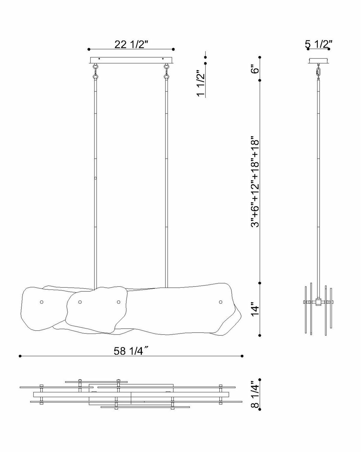 Suspension linéaire Grotto Nickel poli, 14" – vue 8