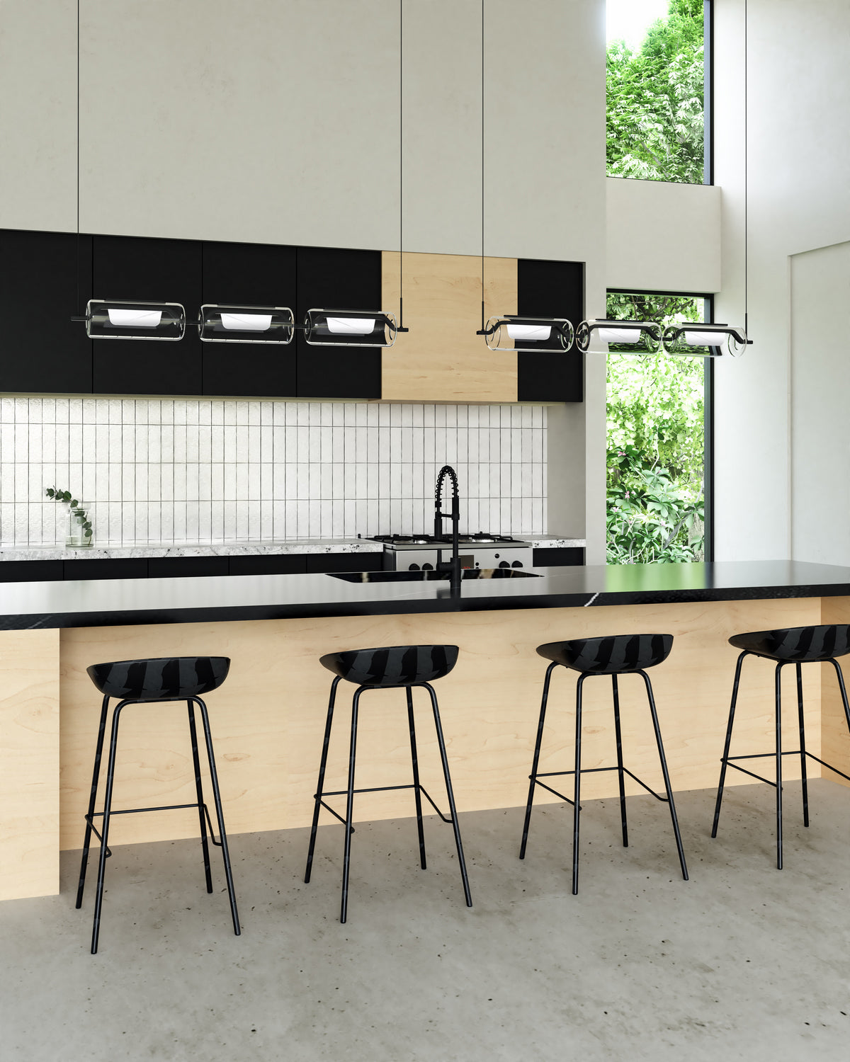 Suspension linéaire Hilo Noir – vue 2