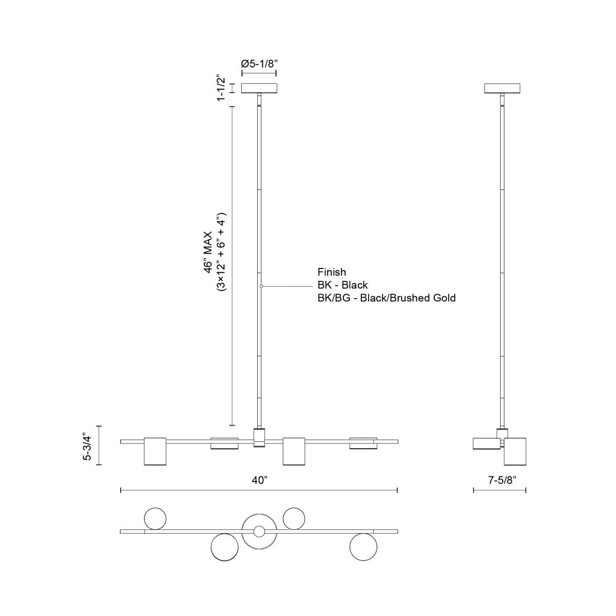 Suspension linéaire Jayden - Noir by Kuzco Lighting | Luminaires & cie