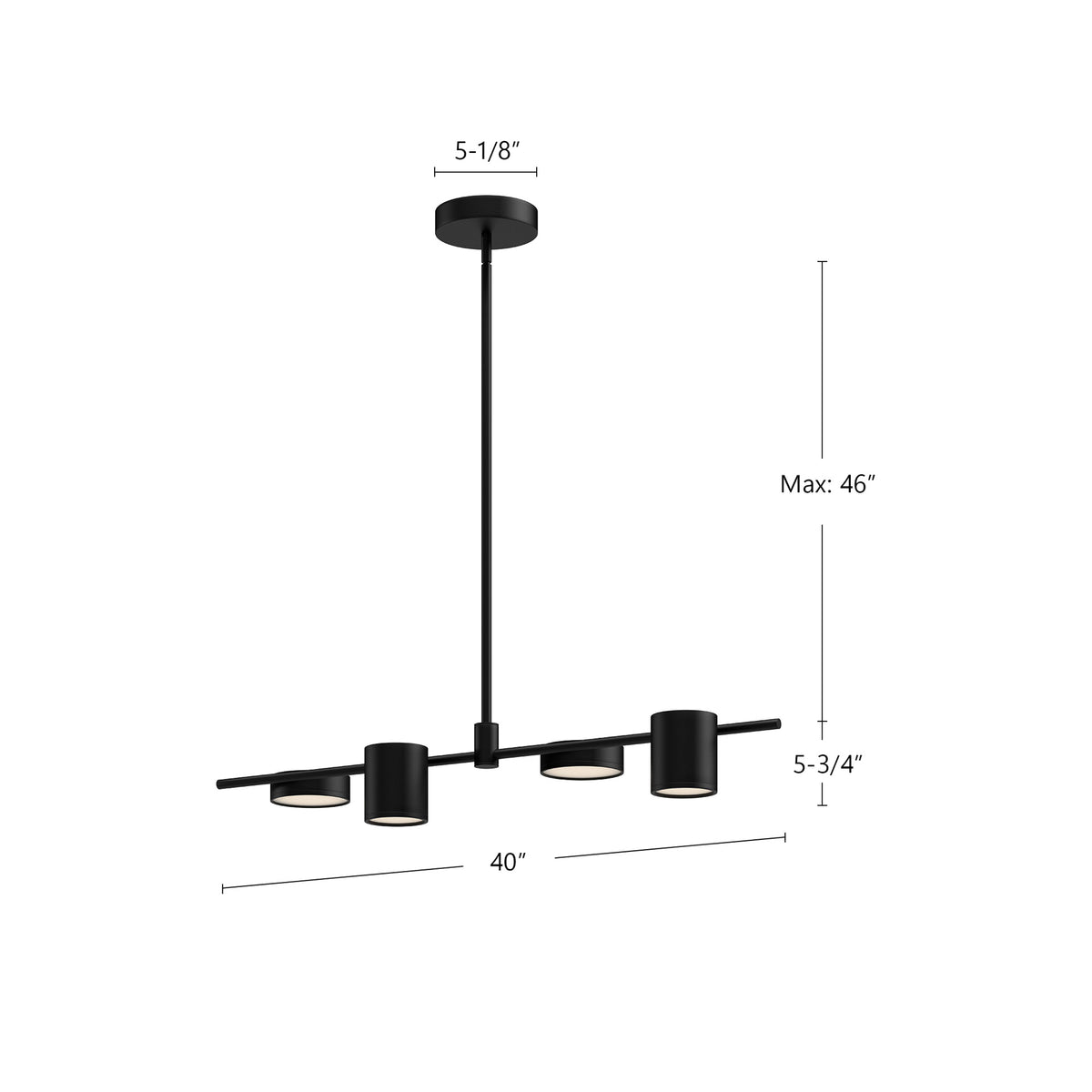 Lustre linéaire Jayden Noir / Or – vue 3