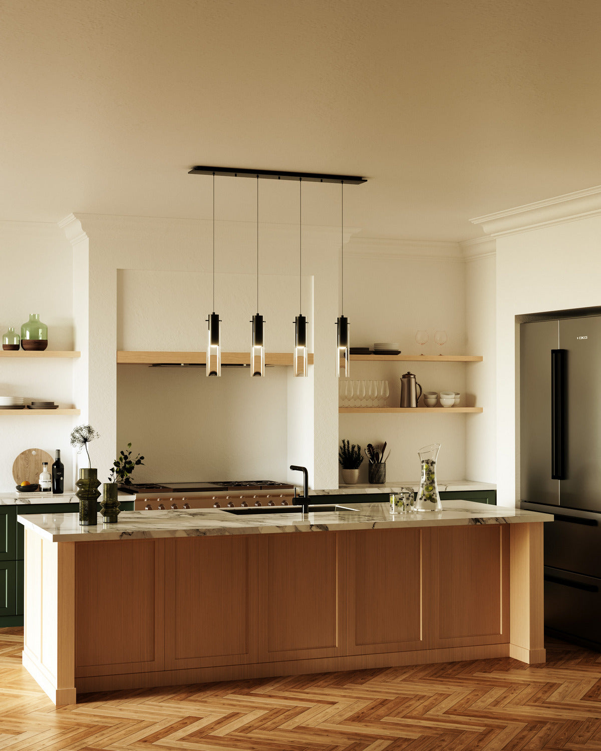 Suspension linéaire Lena Noir, nombre ampoules 4 – vue 3