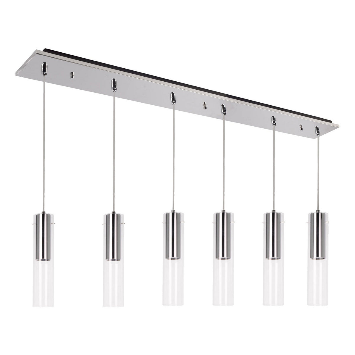 Suspension linéaire Lena Chrome, nombre ampoules 6 – Kuzco Lighting