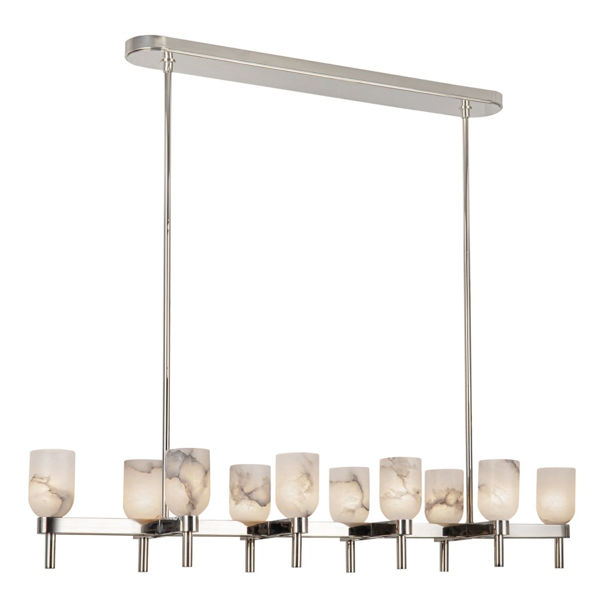 Suspension linéaire Lucian - Nickel poli Albâtre by Alora Lighting | Luminaires & cie
