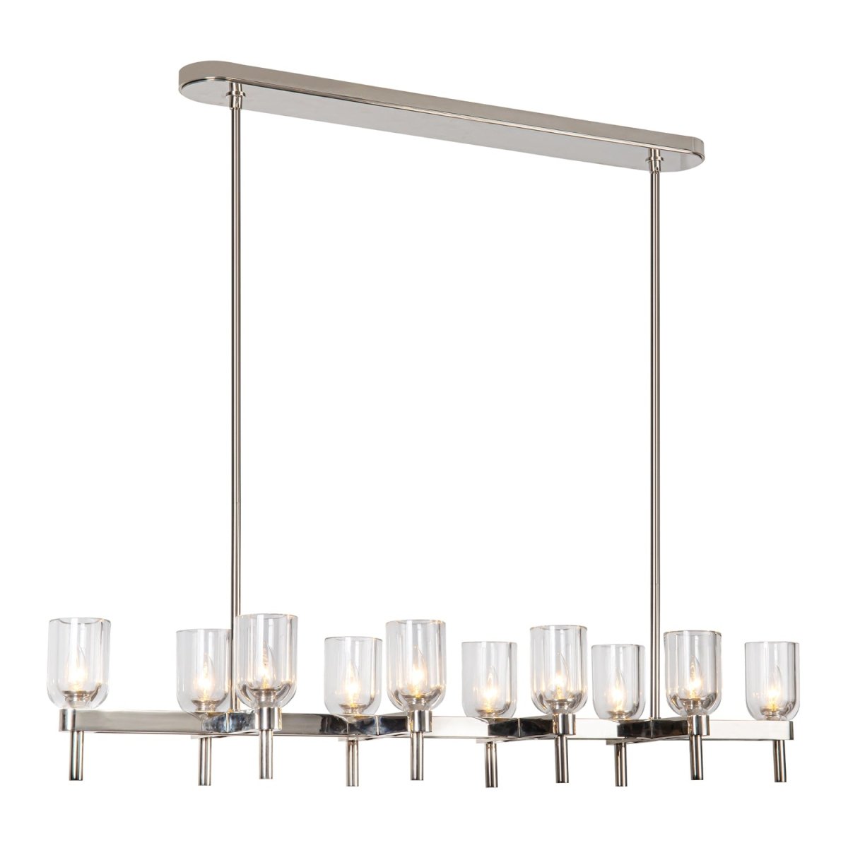 Suspension linéaire Lucian - Nickel poli Cristal clair by Alora Lighting | Luminaires & cie