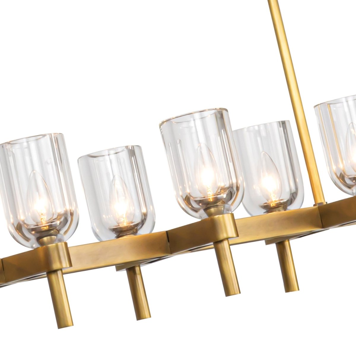 Suspension linéaire Lucian - Laiton vintage Cristal clair by Alora Lighting | Luminaires & cie