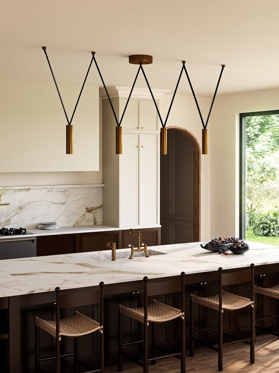 Suspension linéaire Mason - Laiton vintage by Kuzco Lighting | Luminaires & cie