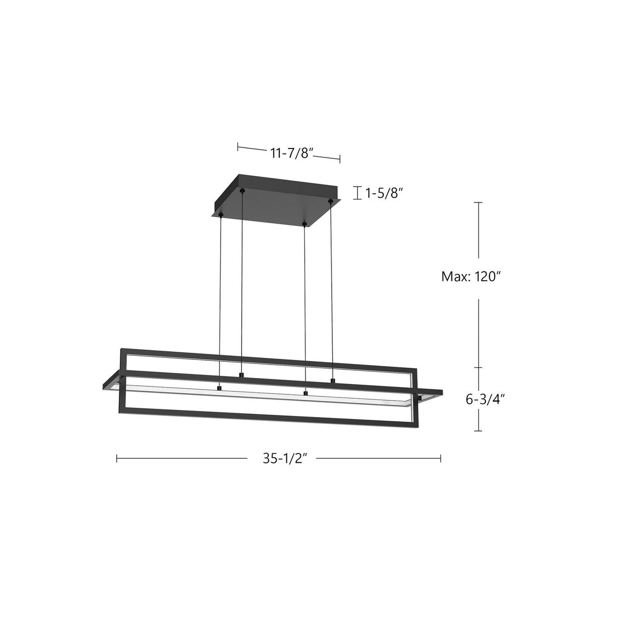 Suspension linéaire Mondrian Noir, Diffuseur acrylique givré – vue 2
