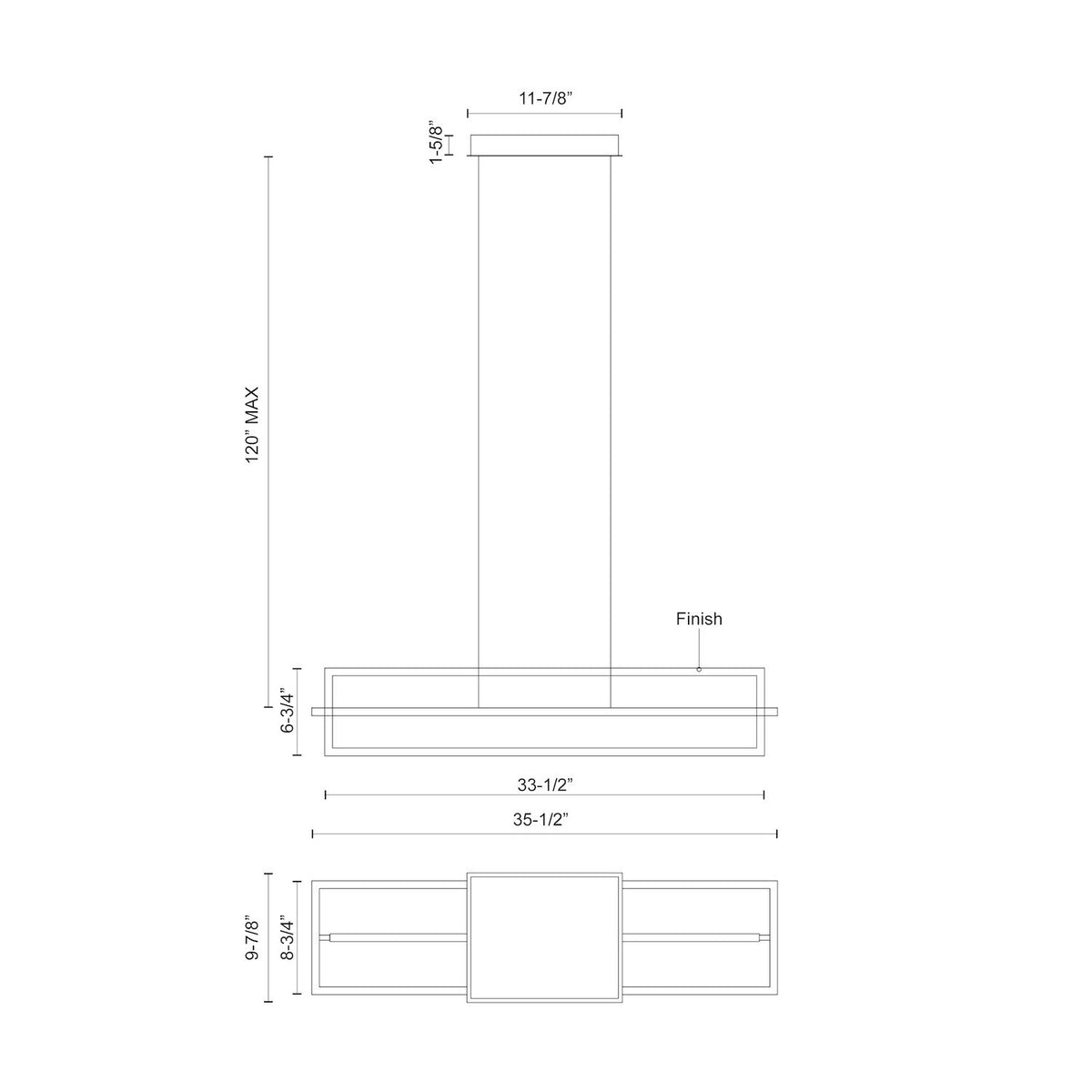 Suspension linéaire Mondrian Nickel brossé, Diffuseur acrylique givré – vue 3