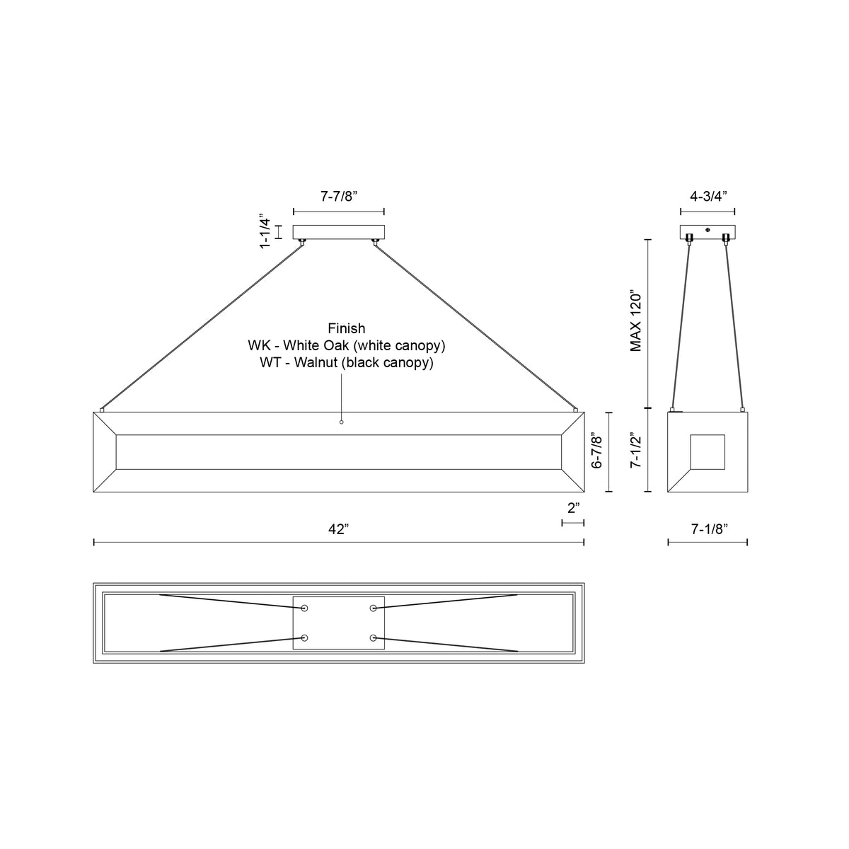Suspension linéaire Morina Chêne blanc – vue 2