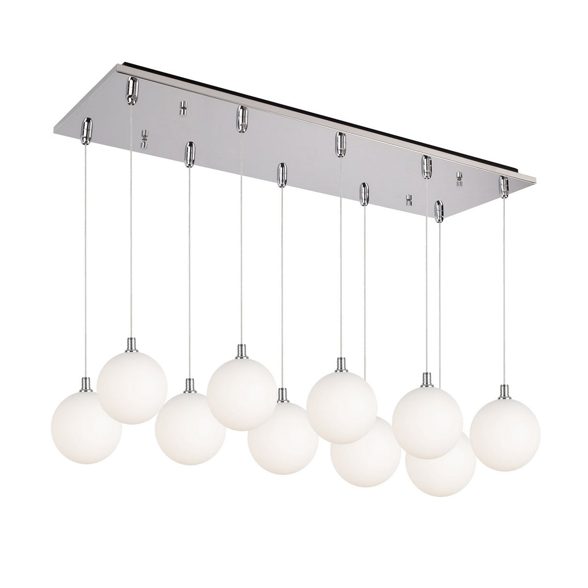 Suspension linéaire multiple Bolla Chrome / Opale – Kuzco Lighting