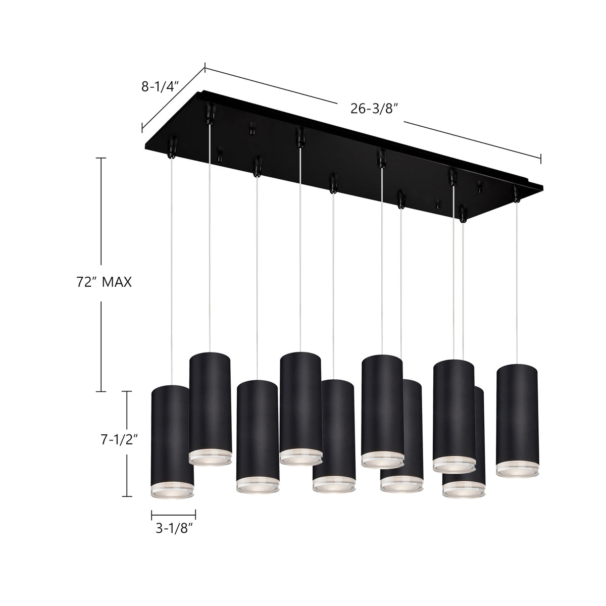 Suspension linéaire multiple Cameo Nickel brossé – vue 2