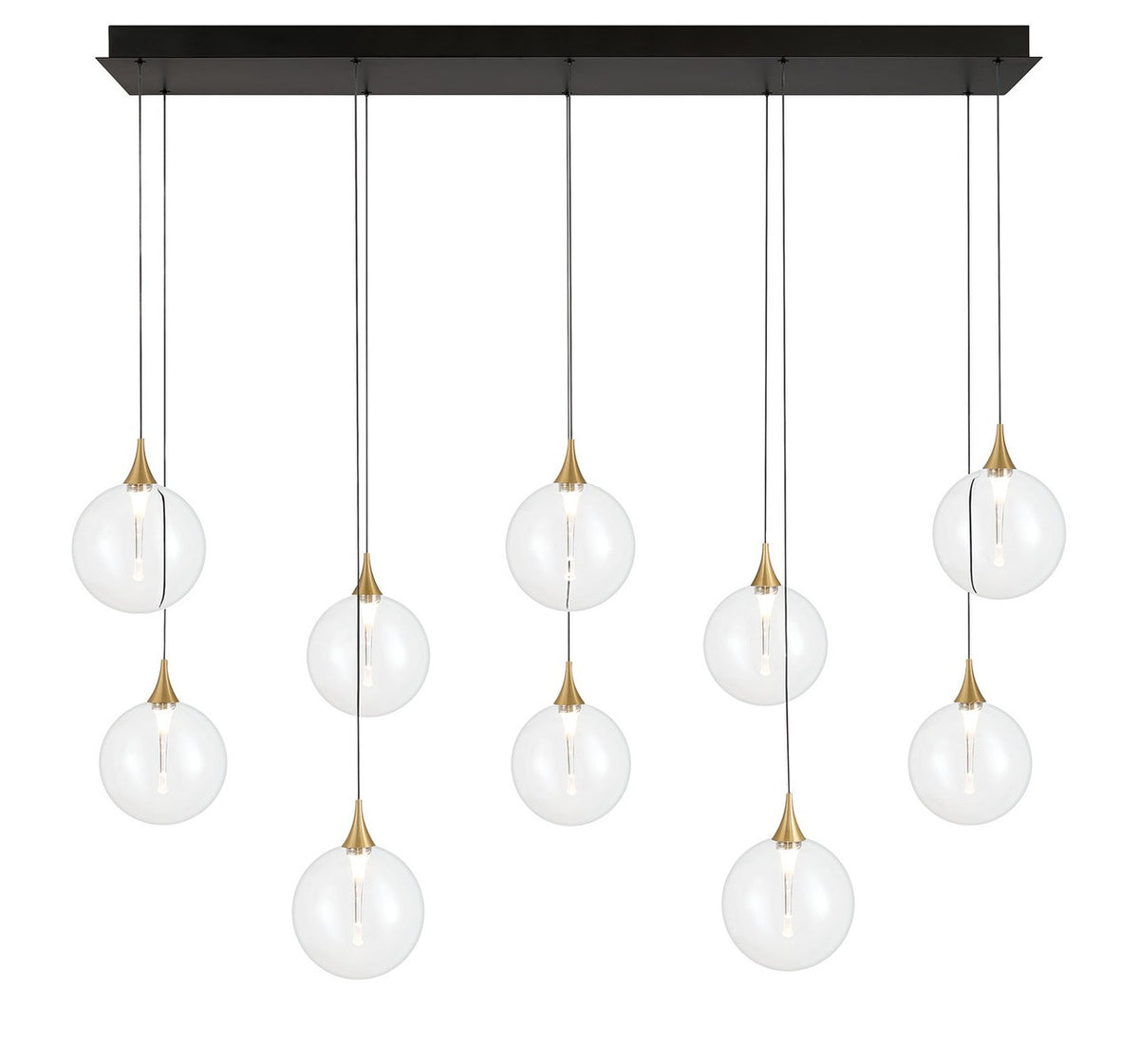 Suspension linéaire multiple Iissa Or, Verre transparent, nombre ampoules 10 – Eurofase