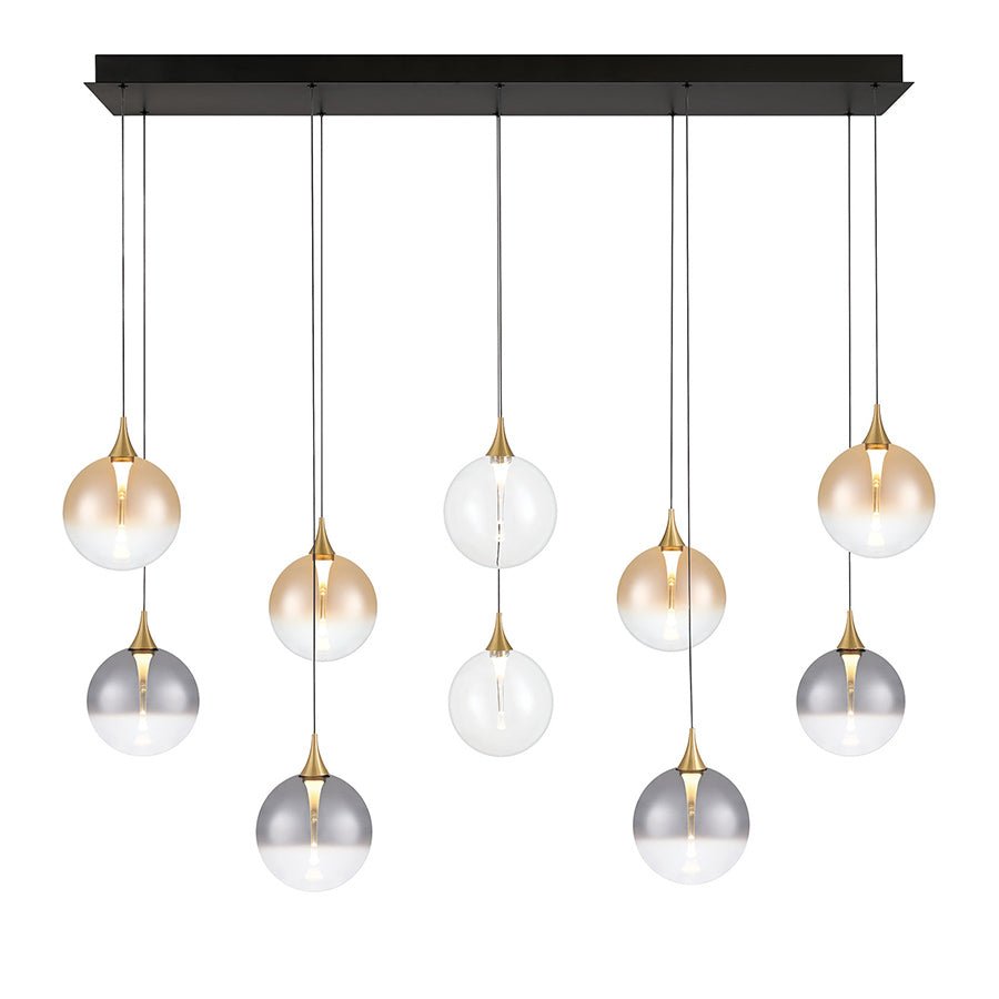 Suspension linéaire multiple Lisa - Or Clair, fumé et ambré 47" by Eurofase | Luminaires & cie